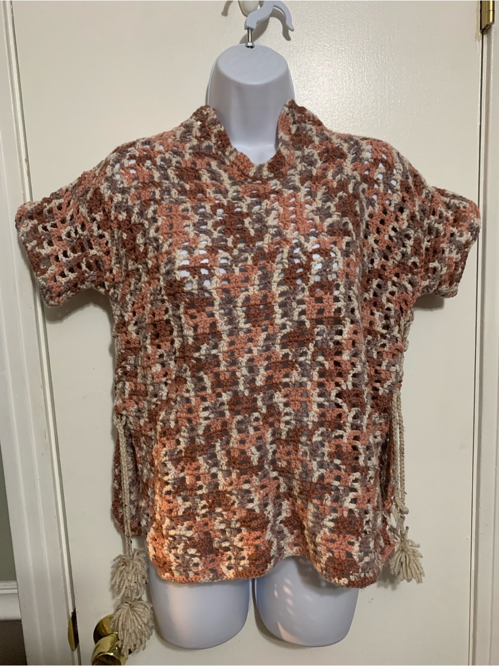 Handmade Crochet Boho Poncho Sweater | Festival Cottagecore Top